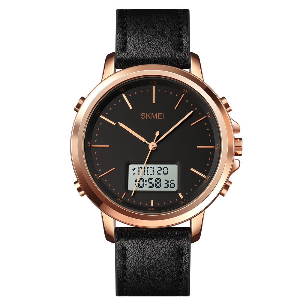 1652 Reloj Skmei para Hombre Pulsera de Cuero Doble hora