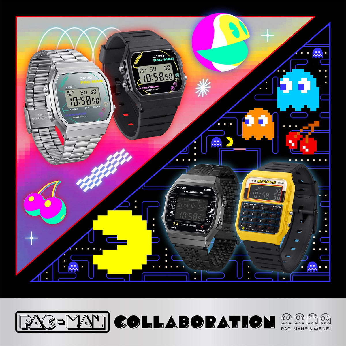 A168WEPC-7A Reloj Casio Pac-Man pulsera de metal