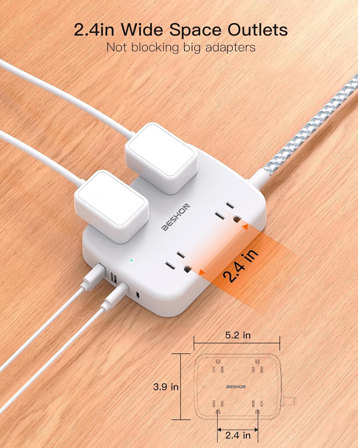 BS921BL Regleta Beshon 4 tomas 4 usb a/c