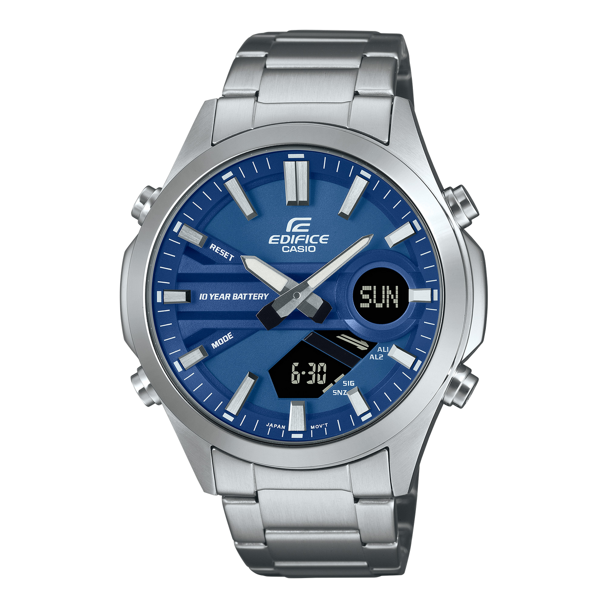 EFV-C120 Reloj Edifice Para Caballero Doble hora pulsera de metal 10 años de batería