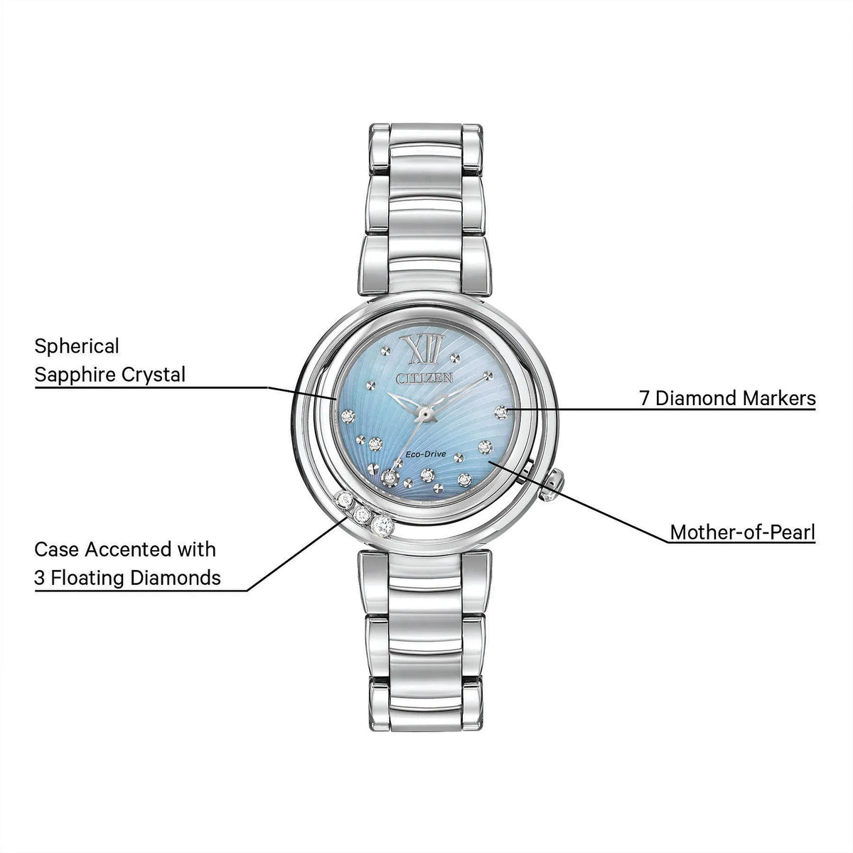 EM0320-59D Reloj Citizen L Sunrise de dama banda de metal 29 mm