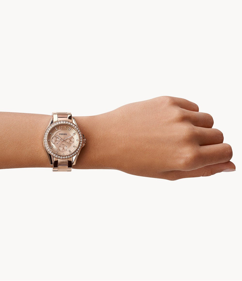 Reloj Fossil Riley de dama correa de acero inoxidable 38 mm