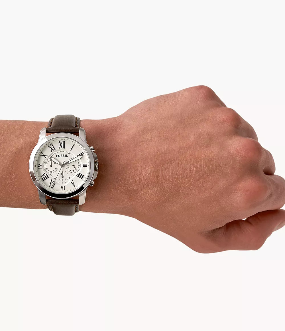Reloj Fossil Grant de hombre banda de piel 44 mm