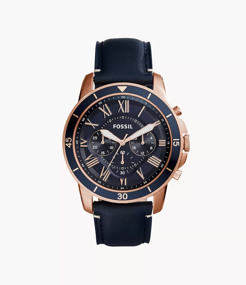Reloj Fossil Grant de hombre banda de piel 44 mm