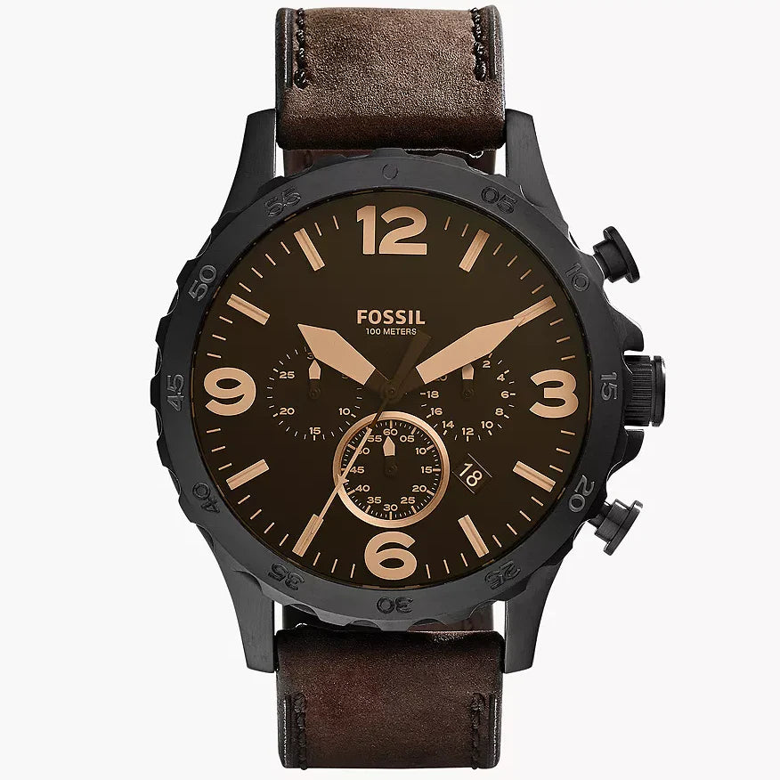 Reloj Fossil Nate de hombre correa de cuero 50 mm