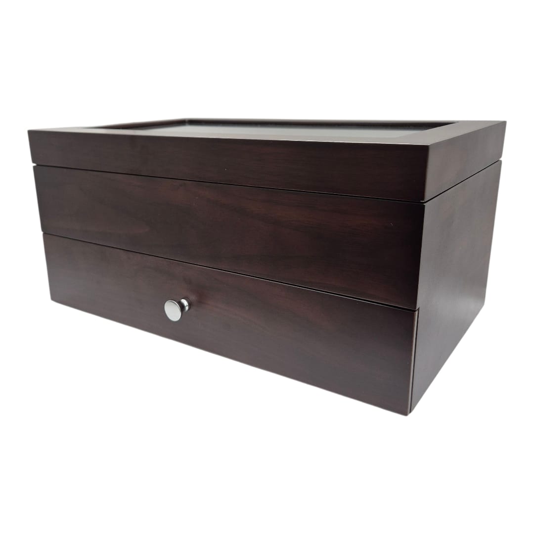 TC-005 Almacenamiento de relojes caja de madera color negro 10 compartimientos