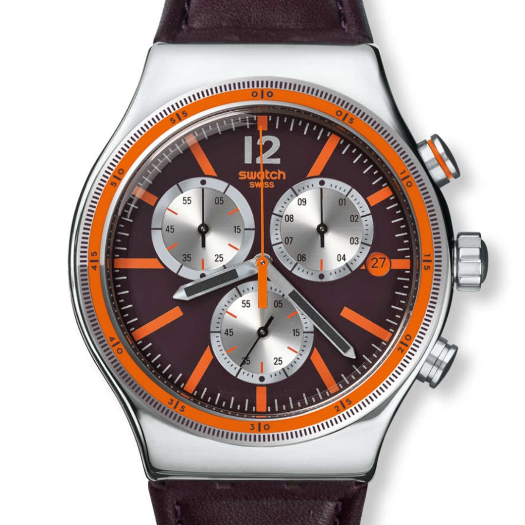 YVS413 Reloj Swatch Irony Prisoner de hombre correa de cuero