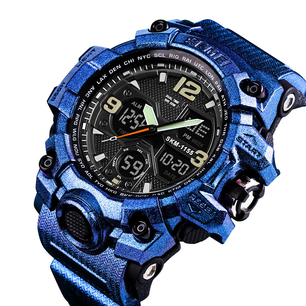 1155 Reloj Skmei para Hombre Pulsera de Caucho Doble hora