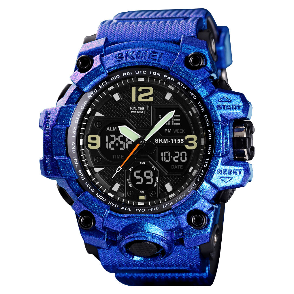 1155 Reloj Skmei para Hombre Pulsera de Caucho Doble hora