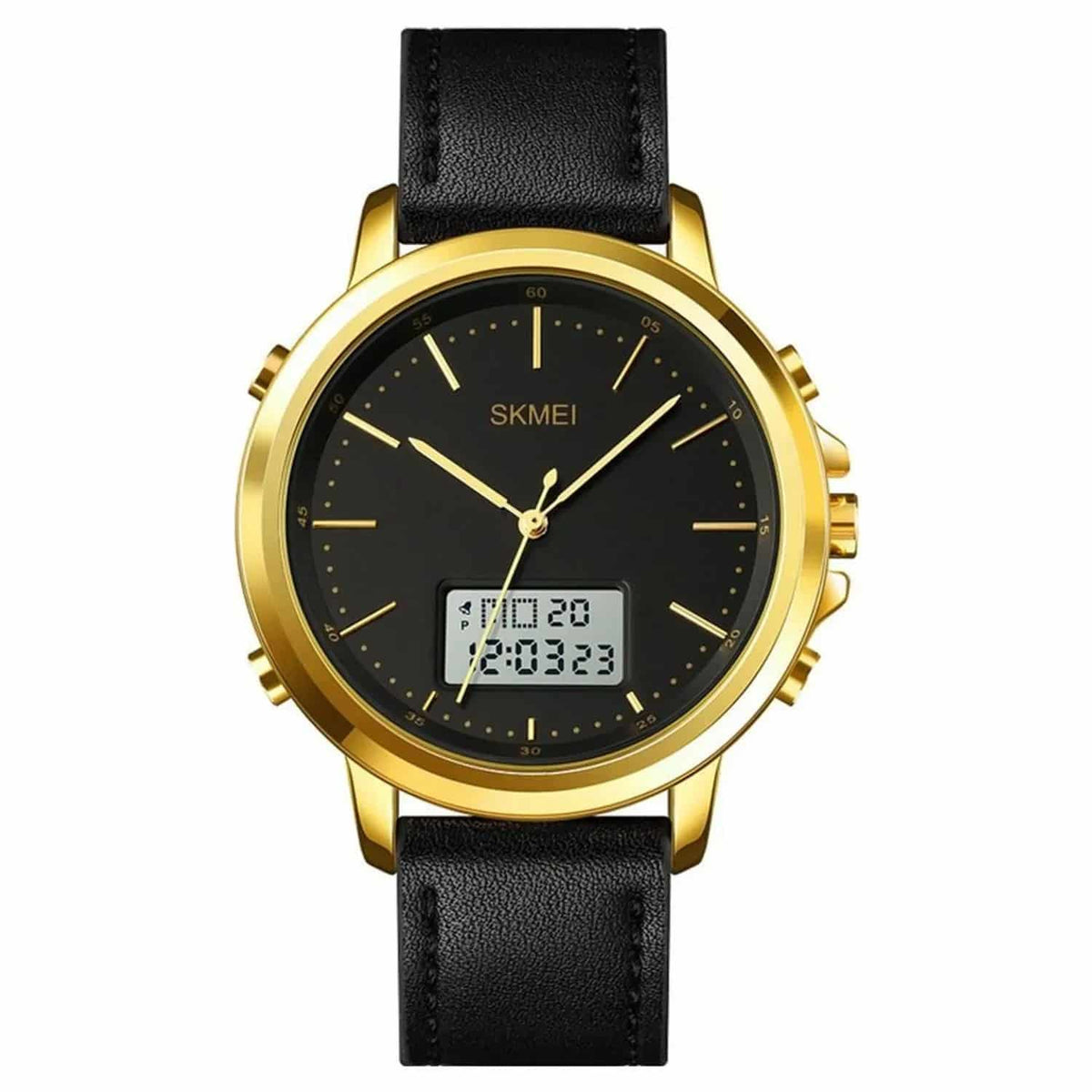 1652 Reloj Skmei para Hombre Pulsera de Cuero Doble hora