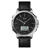 1652 Reloj Skmei para Hombre Pulsera de Cuero Doble hora