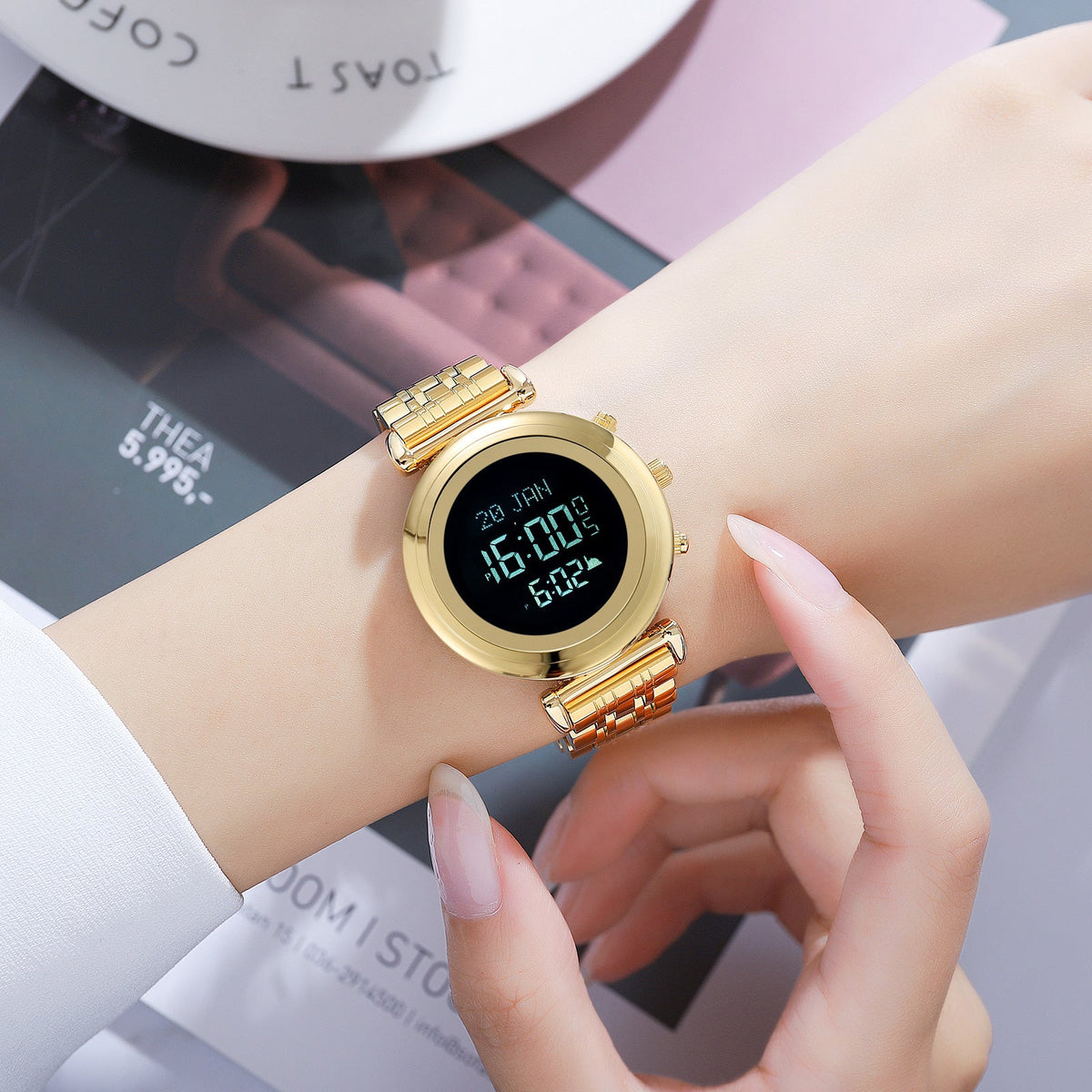 1892 Skmei Reloj para Mujer Pulsera de Metal Digital