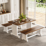 HOGA-F1927 Juego de Comedor 3 Piezas con Bancas Tribesigns