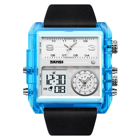 2020 Skmei Reloj para Hombre Pulsera de Cuero Doble hora