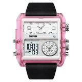 2020 Skmei Reloj para Hombre Pulsera de Cuero Doble hora
