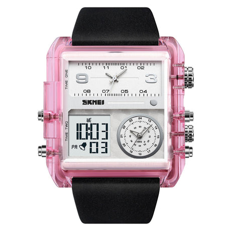 2020 Skmei Reloj para Hombre Pulsera de Cuero Doble hora