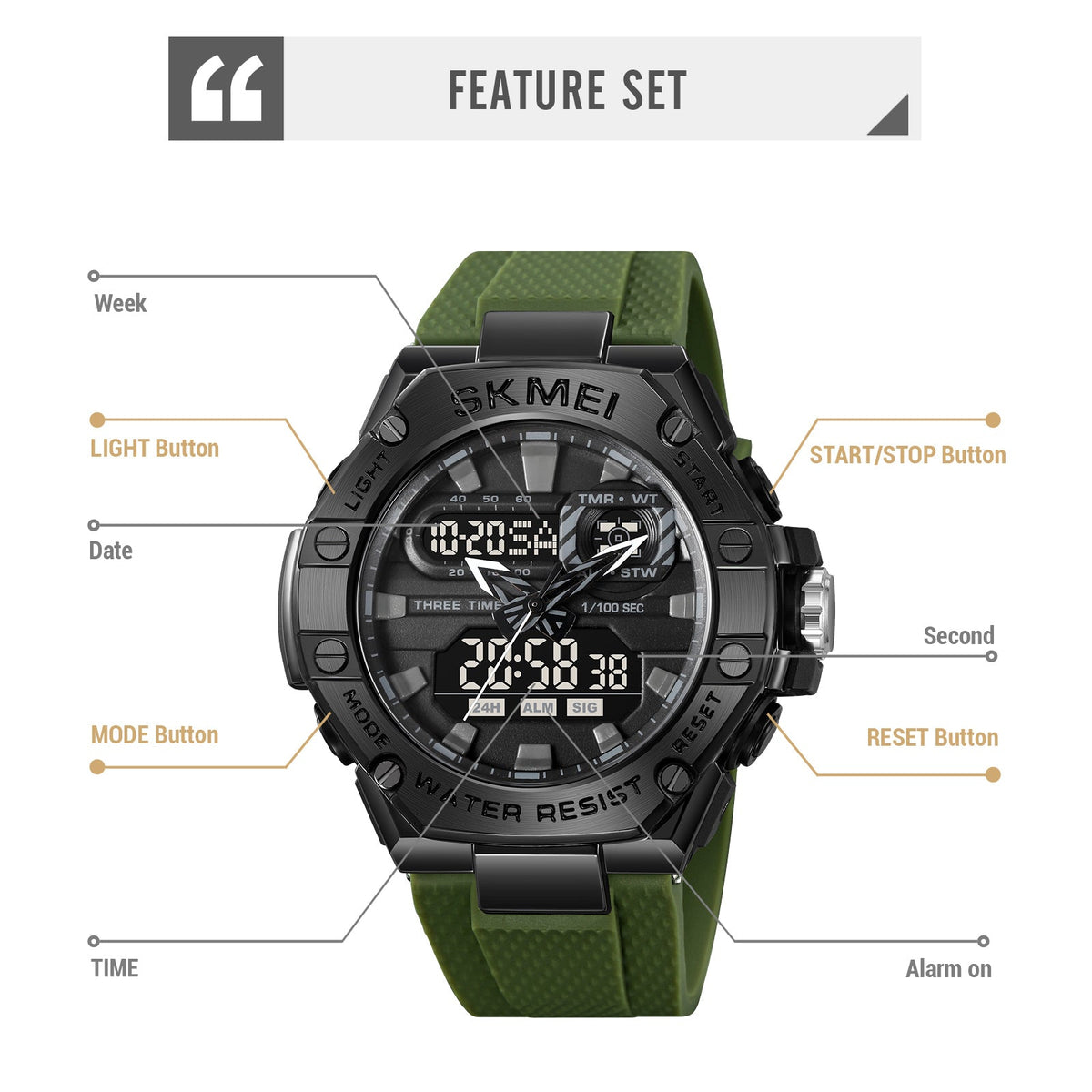 2221 Reloj Skmei pulsera de caucho