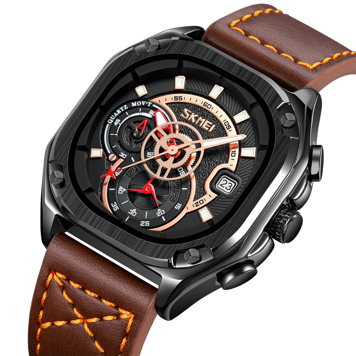 9313 Skmei Reloj Análogo Pulsera de Cuero para Hombre