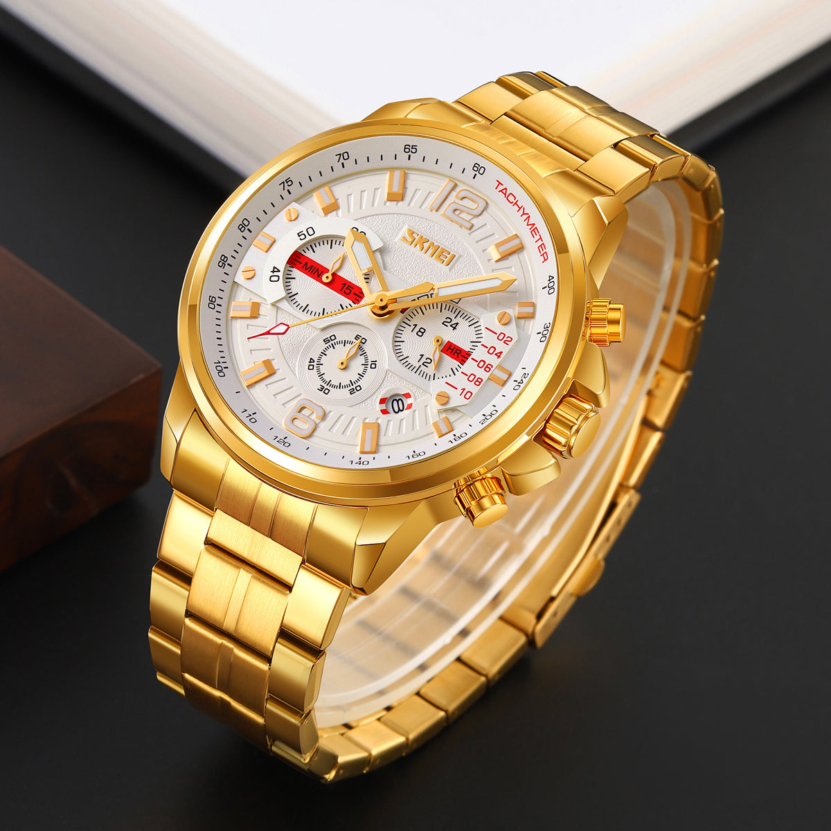 9332  Reloj Skmei para caballero pulsera de metal
