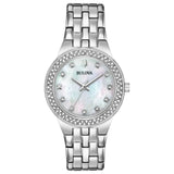 96X144 Reloj Bulova Crystal de mujer banda de metal 33 mm