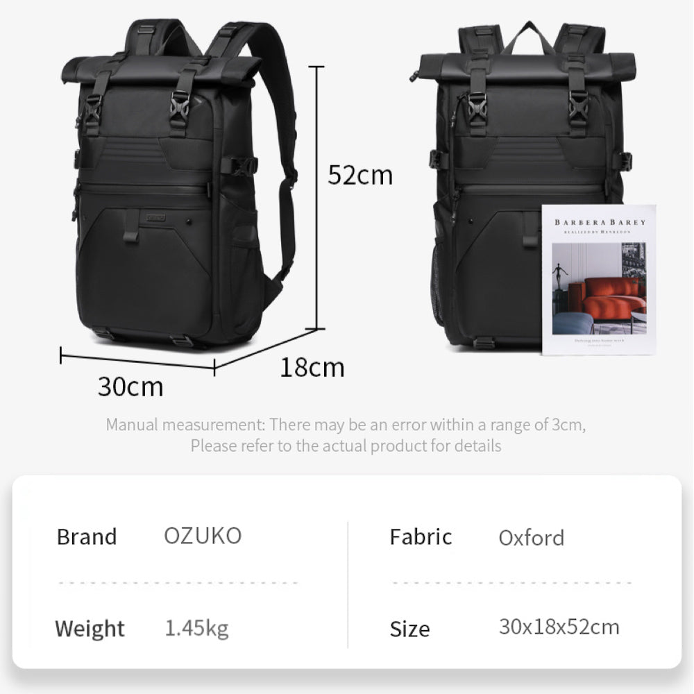 9761  Mochila Ozuko Impermeable Rolltop de 30L