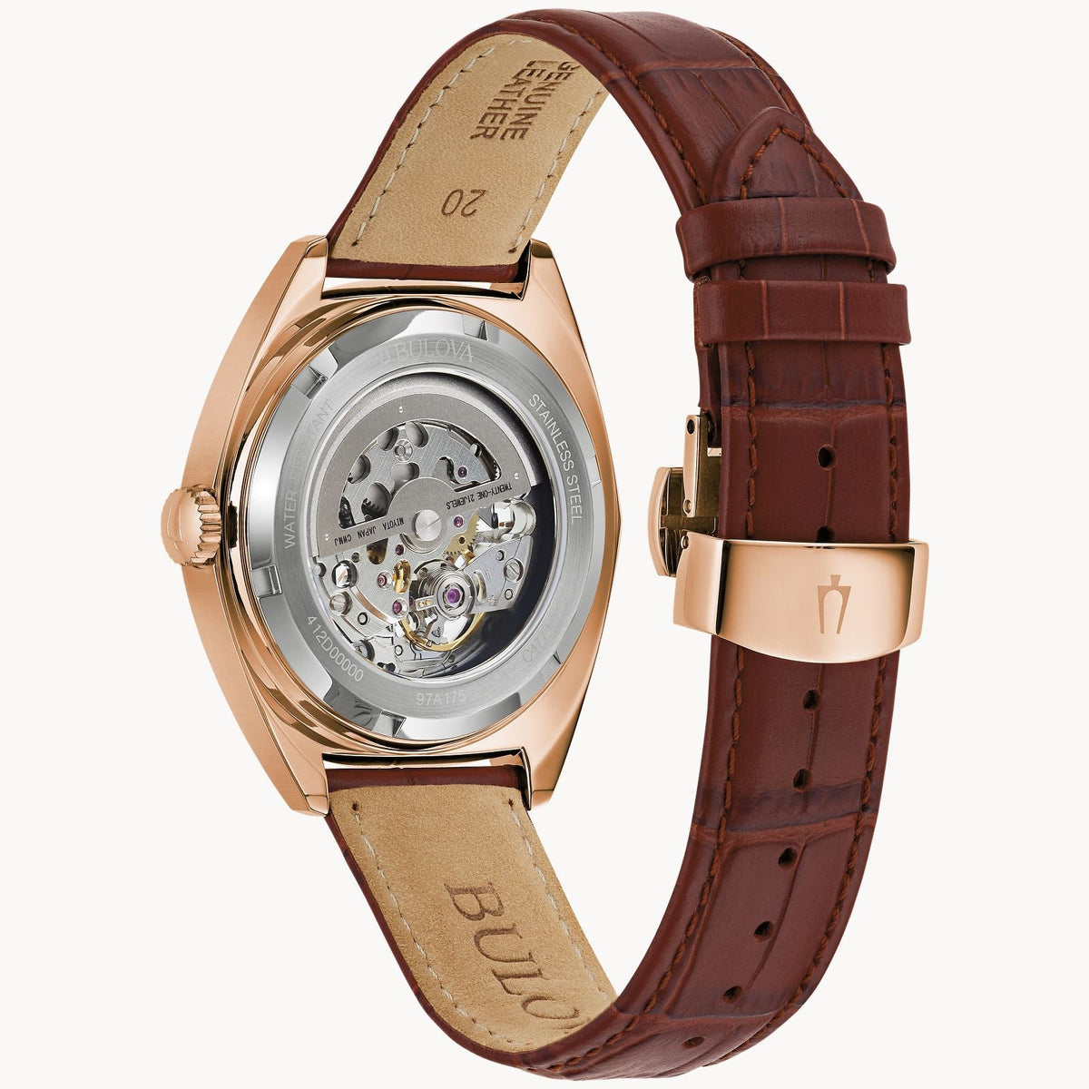 97A175 Reloj Bulova Surveyor de hombre pulsera de cuero 41mm
