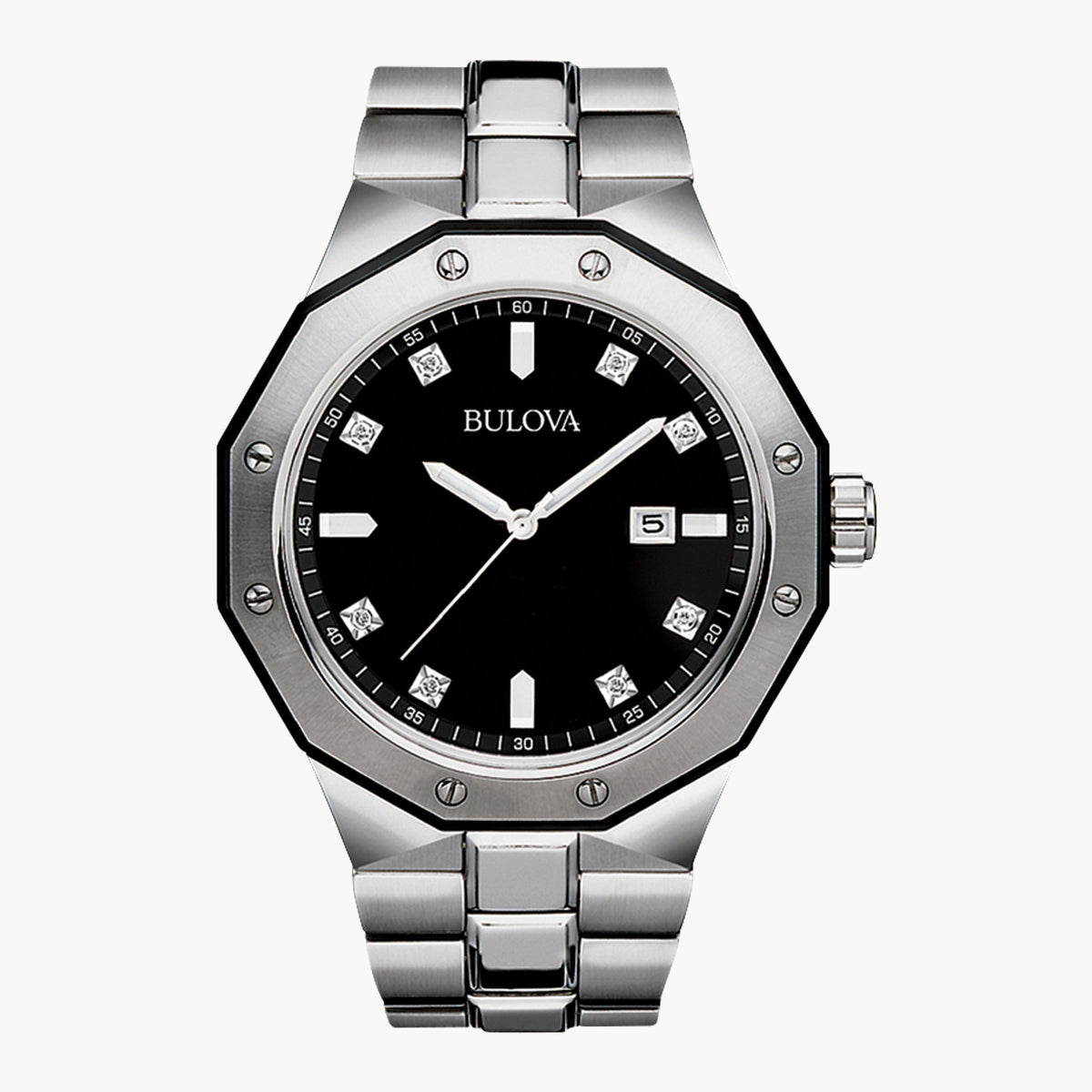 98D103 Reloj Bulova Diamond de hombre correa de metal