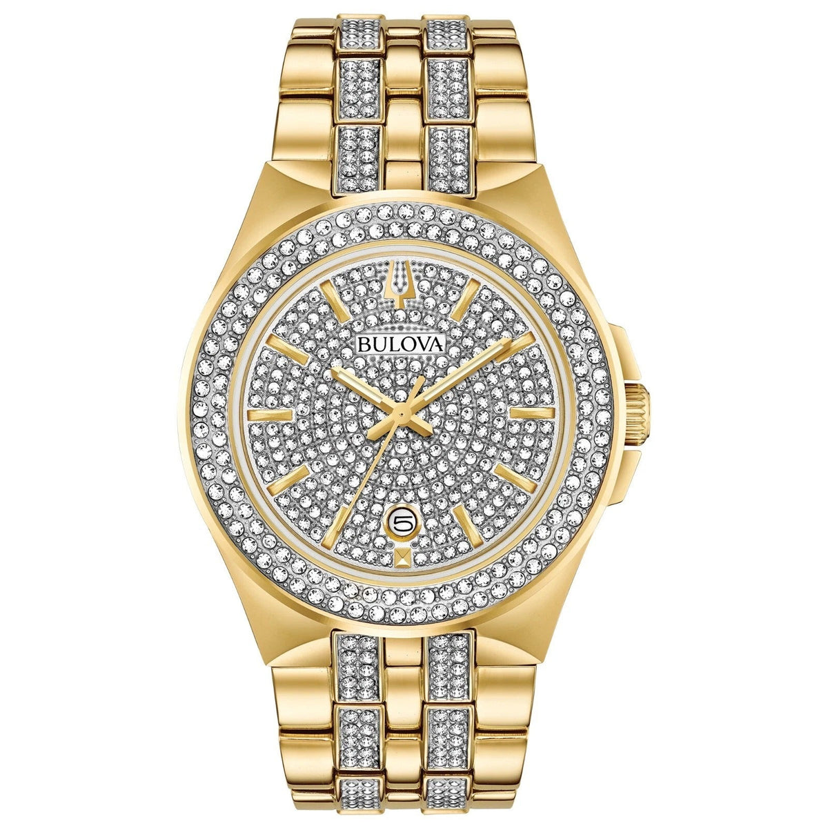 98K102 Reloj Bulova Crystal de hombre correa de metal