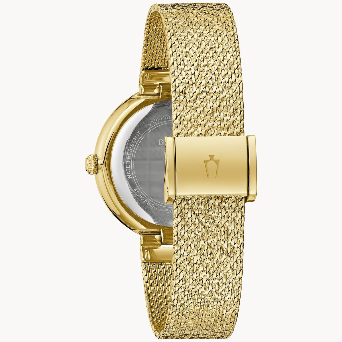 98L321 Reloj Bulova Phantom Champagne Crystal de dama correa de mesh