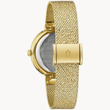 98L321 Reloj Bulova Phantom Champagne Crystal de dama correa de mesh