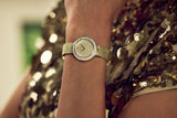 98L321 Reloj Bulova Phantom Champagne Crystal de dama correa de mesh