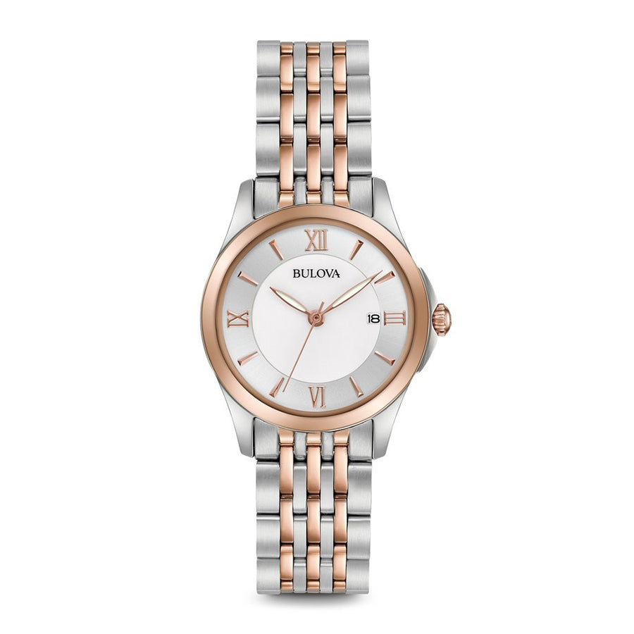 98M125 Reloj Bulova Mother of Pearl de dama correa de metal