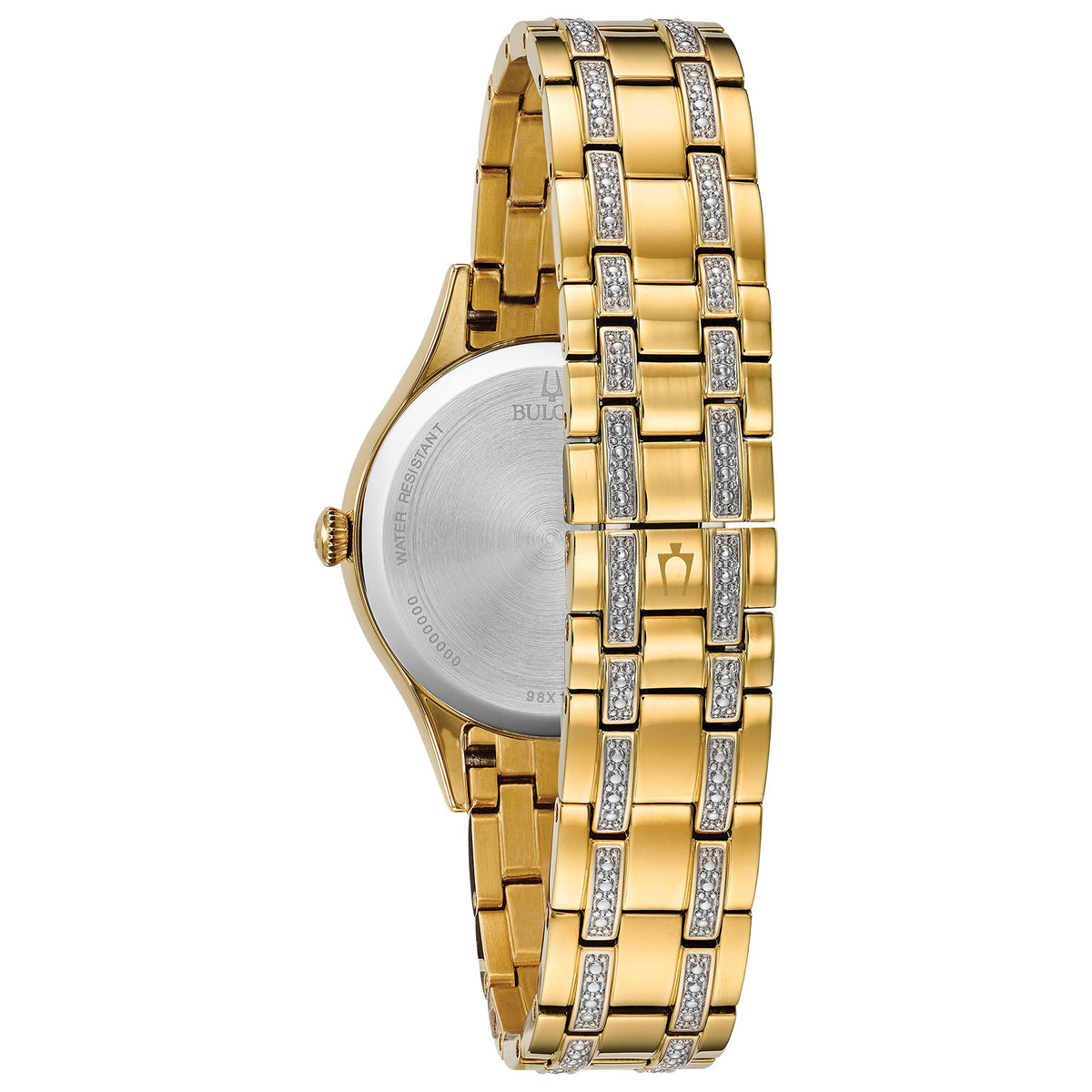 98X119 Reloj Bulova Crystal de dama pulsera de metal