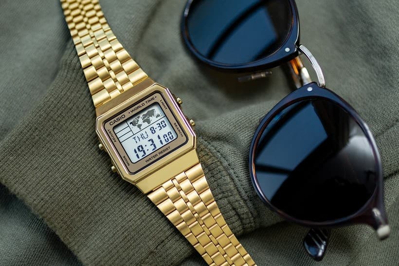 A-500 Reloj Casio para Hombre Pulsera de Metal Digital Vintage Clásico Hora Mundial