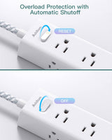 AD12W3U Addtam Cable de extensión de 3 metros con múltiples tomas, 12 tomas, 3 puertos USB (2USB C),