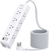 AD12W3U Addtam Cable de extensión de 3 metros con múltiples tomas, 12 tomas, 3 puertos USB (2USB C),
