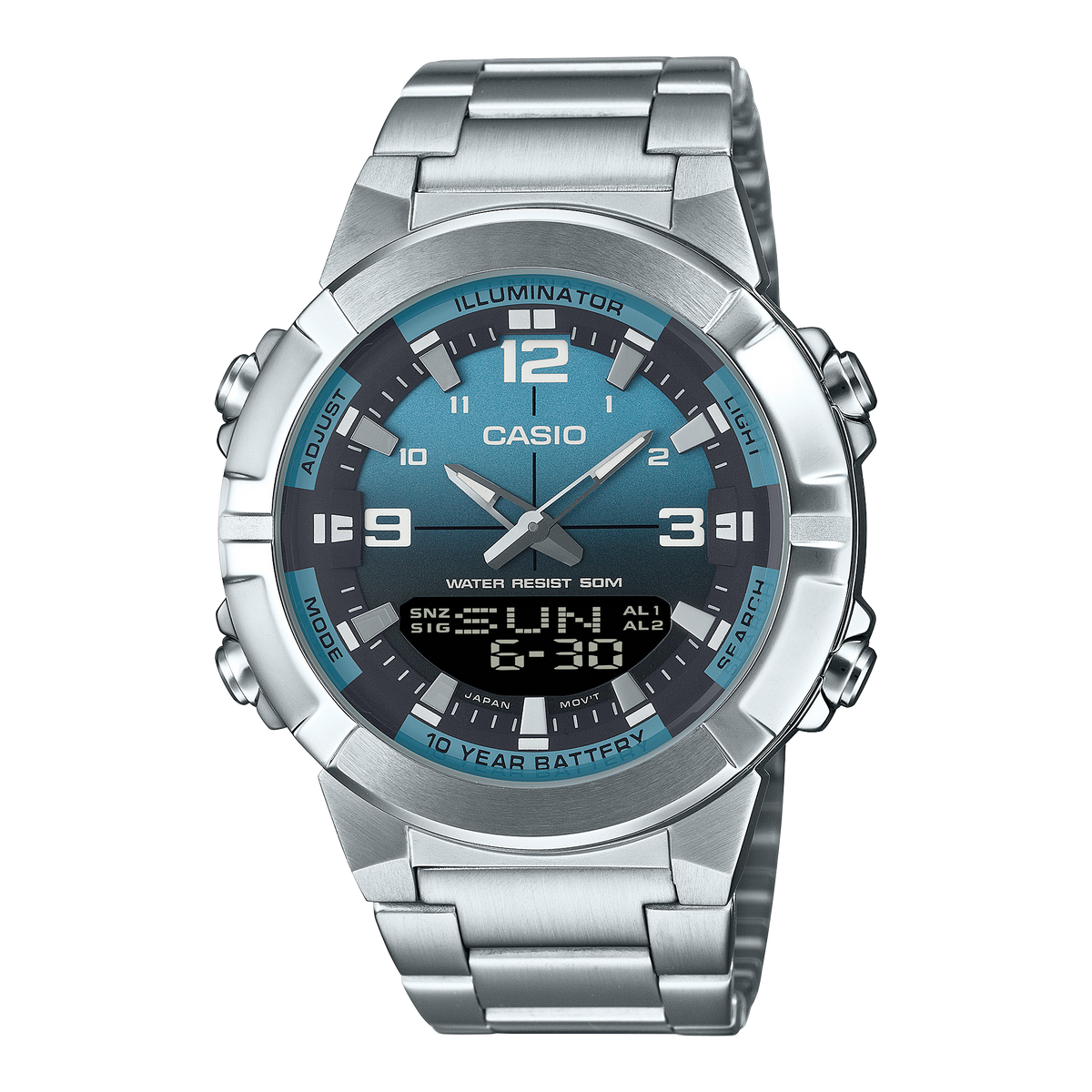 AMW-870D Reloj Casio pulsera de metal doble