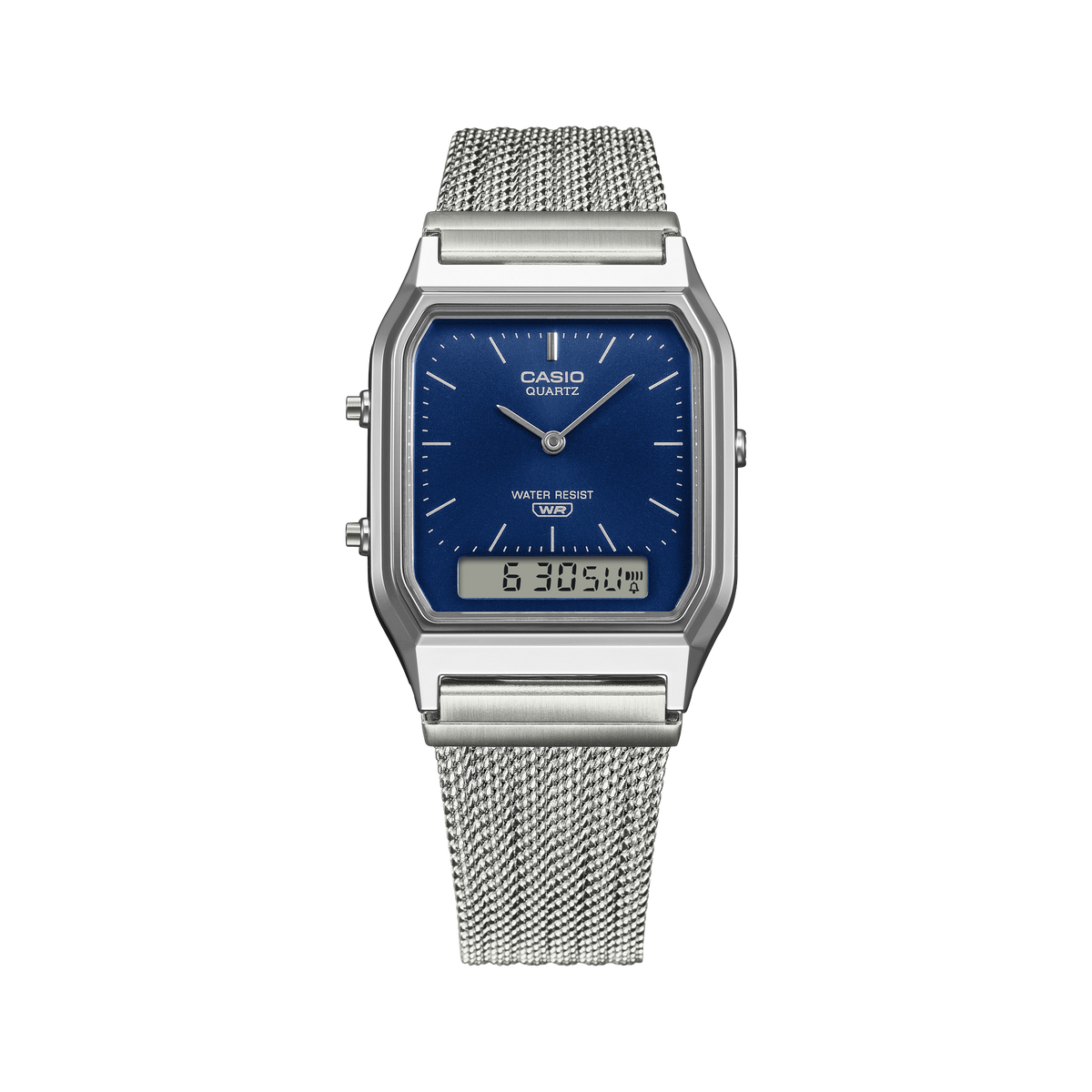 AQ-230EM Reloj Casio unisex banda mesh doble hora