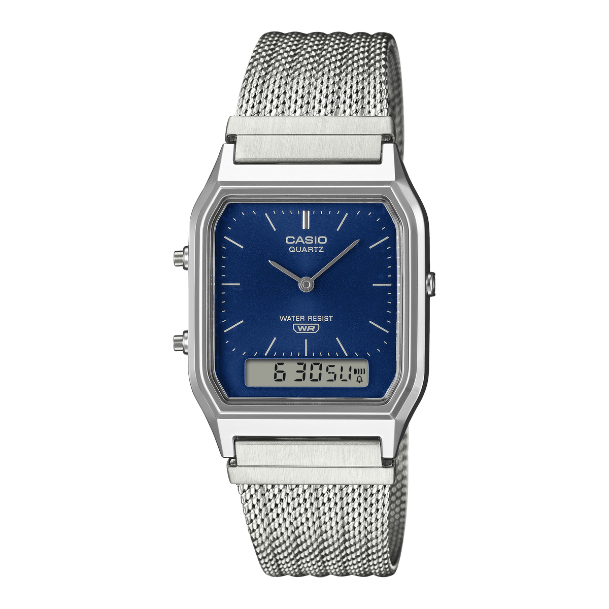 AQ-230EM Reloj Casio unisex banda mesh doble hora