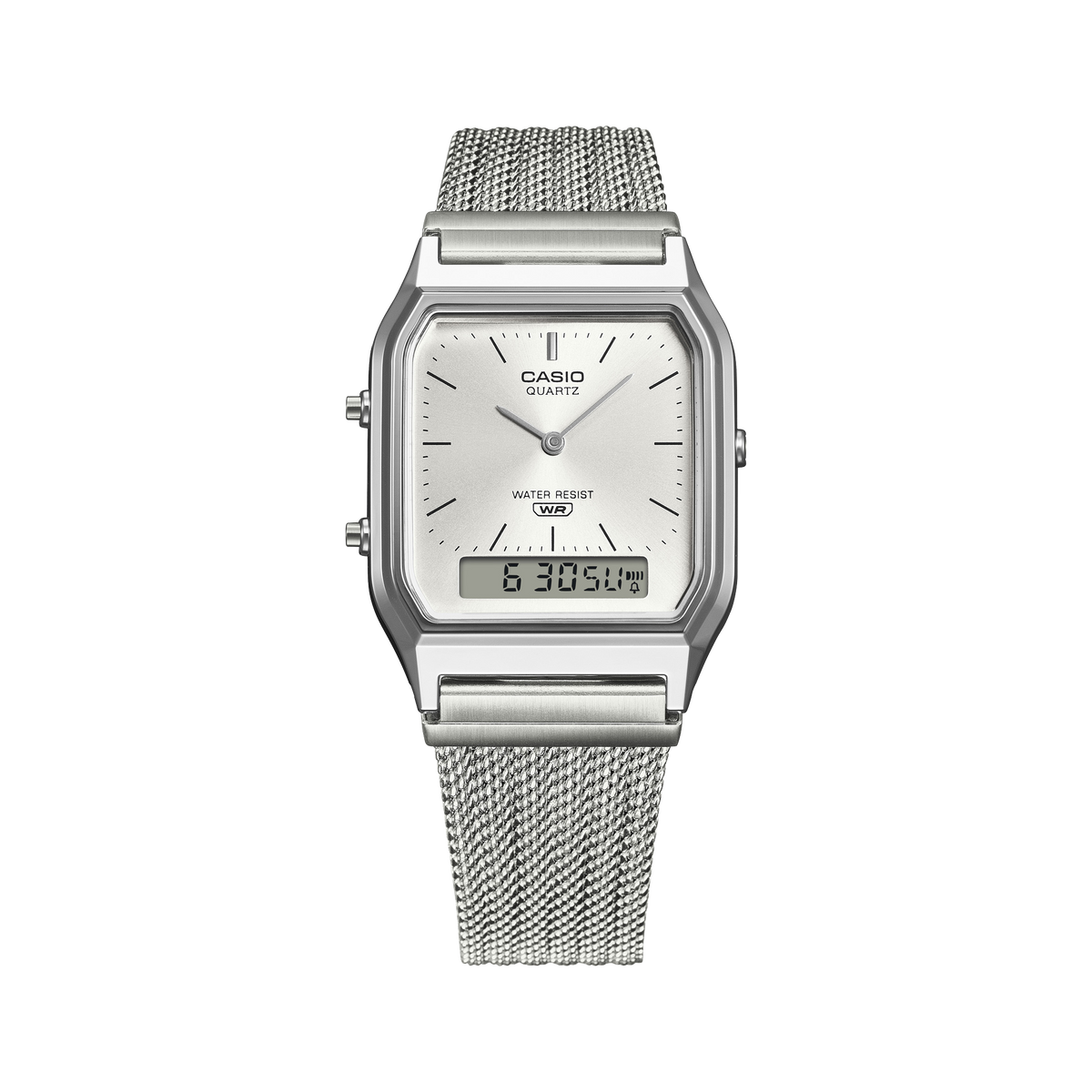 AQ-230EM Reloj Casio unisex banda mesh doble hora
