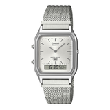 AQ-230EM Reloj Casio unisex banda mesh doble hora