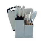 BL-09 Set de cuchillos con tabla para cortar color blanco