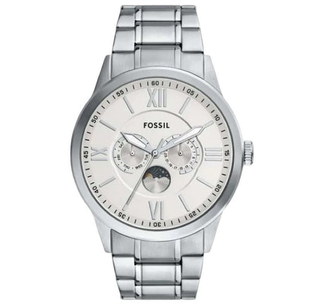Reloj Fossil Flynn Moonphase de hombre pulsera de metal 48 mm