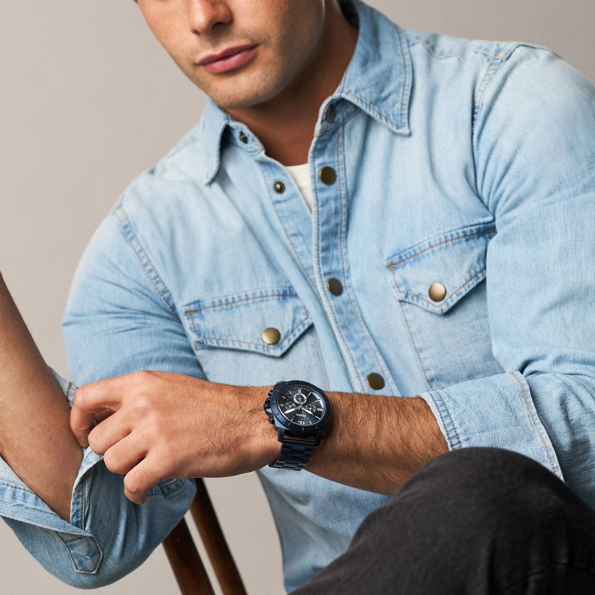 Fossil Privateer Cronógrafo Reloj para Hombre Pulsera de Metal Análogo 45mm