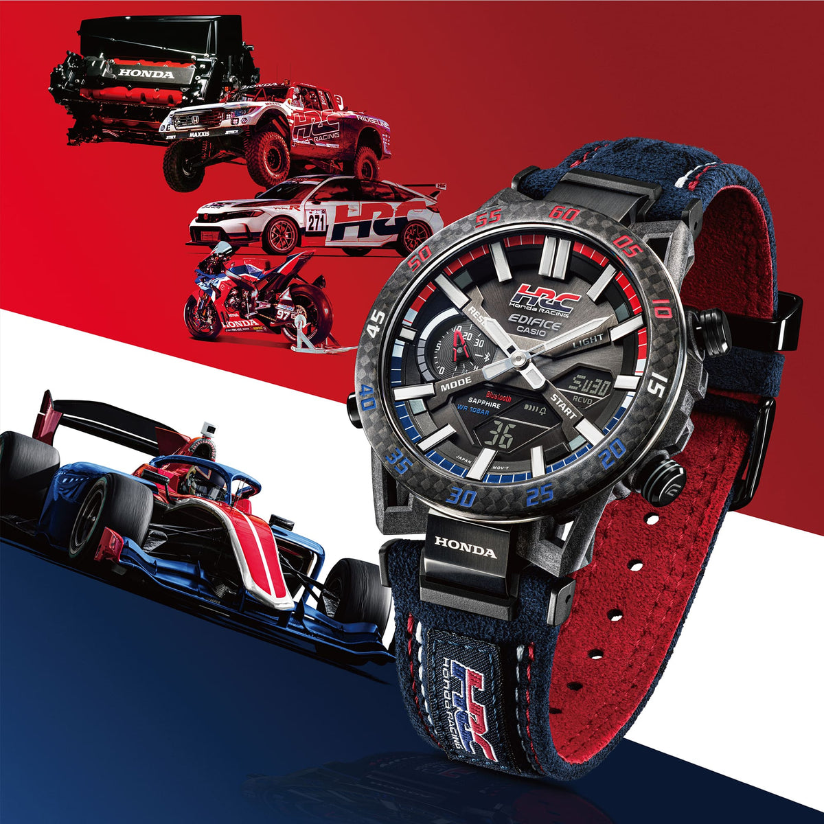 ECB-2000HR-1A Reloj Edifice Honda Racing para caballero correa de tela