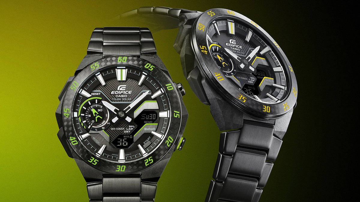 ECB-2200 Edifice Windflow Tough Solar Reloj para Hombre Pulsera de Metal Doble hora Bluetooth