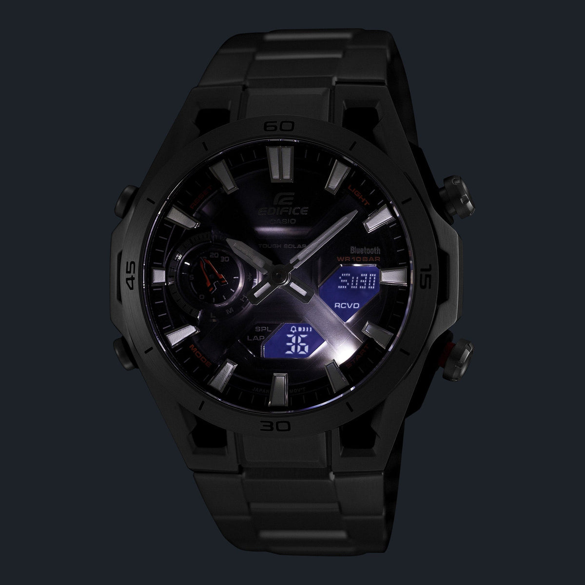 ECB-2300D Reloj Edifice Sospencione de hombre correa de metal