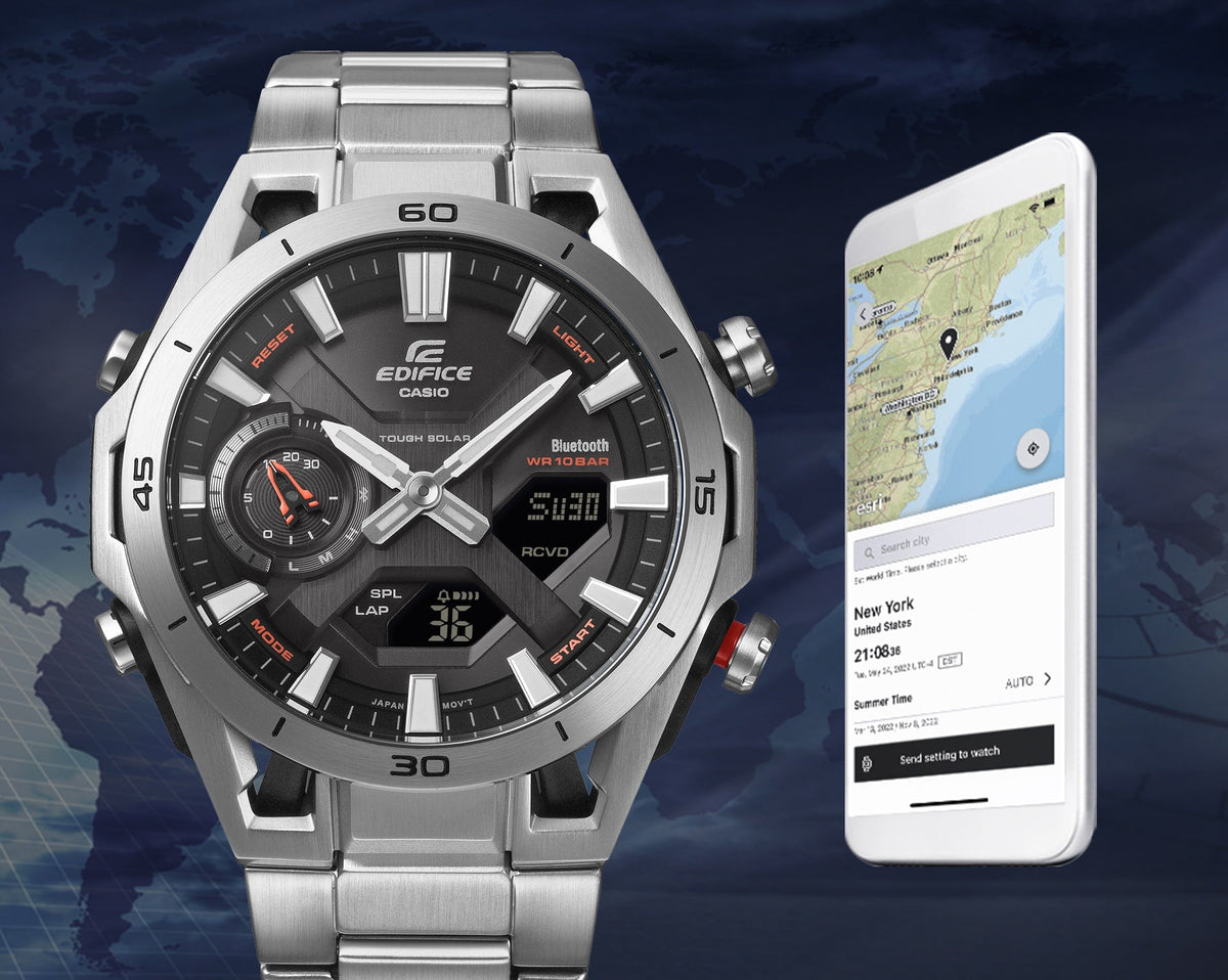 ECB-2300D Reloj Edifice Sospencione de hombre correa de metal