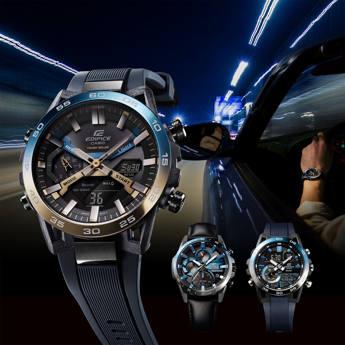 ECB-2000 Reloj Edifice Sospensione de caballero pulsera de silicona