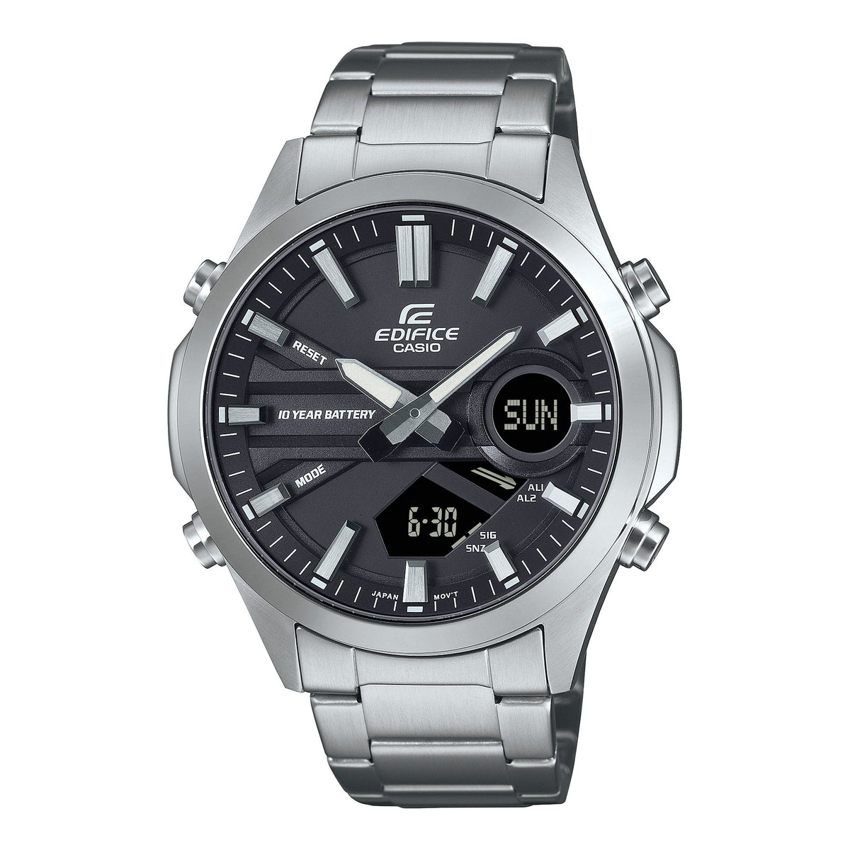 EFV-C120 Reloj Edifice Para Caballero Doble hora pulsera de metal 10 años de batería